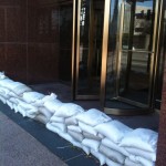 SANDBAGS IN FRONT OF STORE, NORFOLK