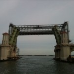 Bridge of Lions and temporary lift bridge